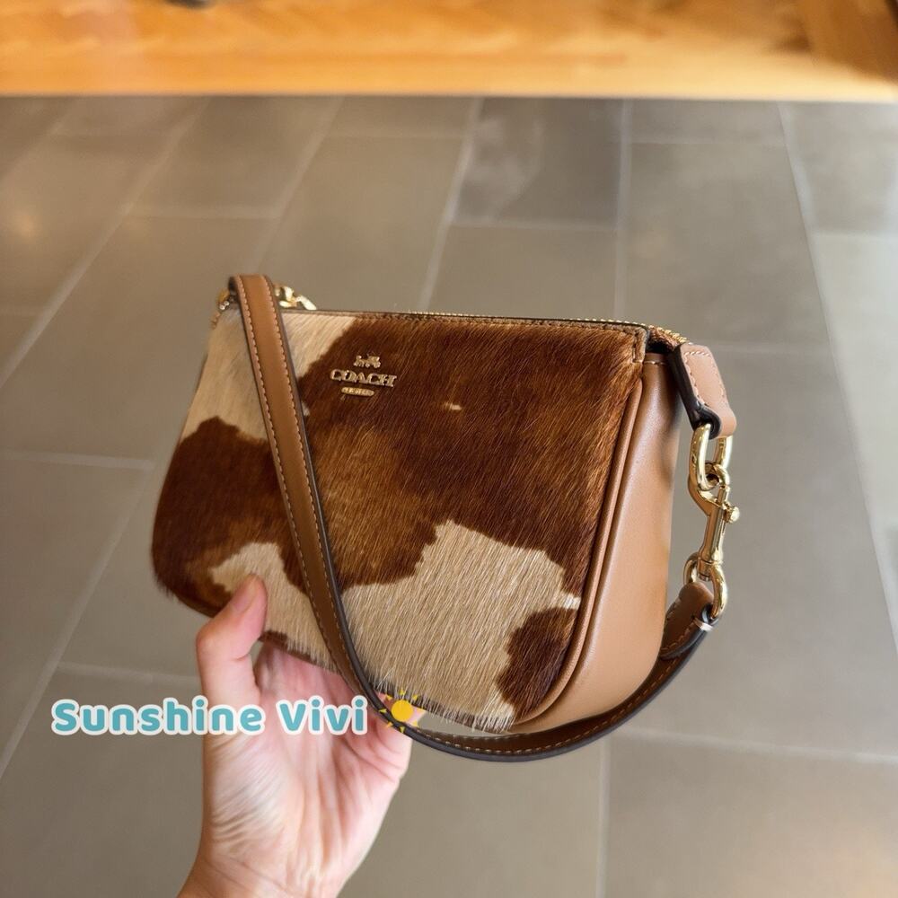 NWT Coach Nolita 19 In Haircalf With Cow CDW34 cow printed haircalf/Gold/Cow - Picture 2 of 9